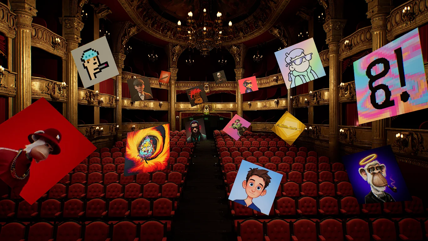 Render 3D — Sala de cuadros vivos